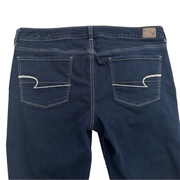 American Eagle Jeans Dark Wash Super Stretch Straight Leg Denim Size 16 Long - Picture 7 of 11